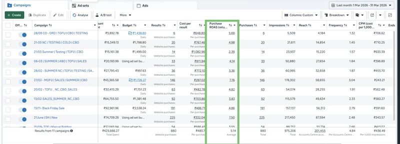 Meta Ads ROAS screenshot
